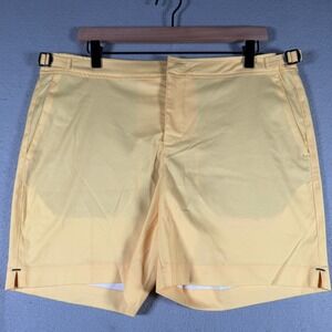 Lords of Harlech Mens Yellow Stretch Chino Shorts Side Buckle Size 35W 36W 8in